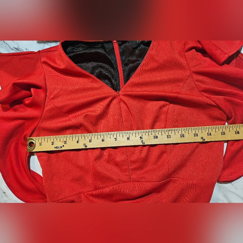 Women's Red Ruffle High-Low Dress, Red Size S - Picture 5 of 10